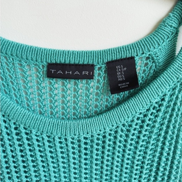 TAHARI Teal Green Soft Knit Coverup Dress | S - Picture 4 of 4